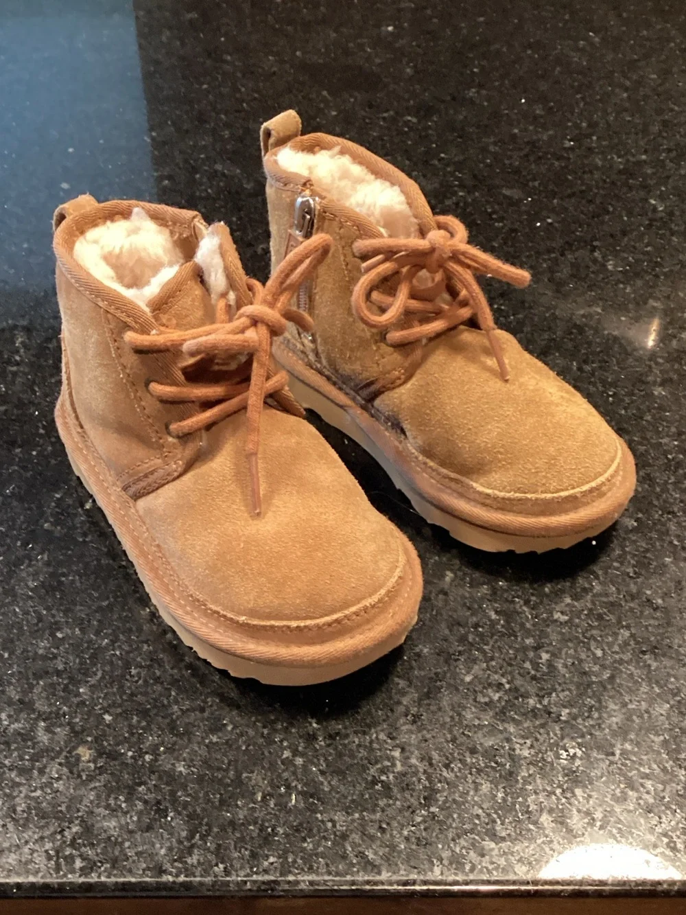 UGG Kids Chestnut Suede Shearling Ankle Boots